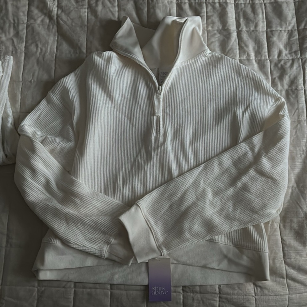 NWT Stars Above Waffle Quarter zip - white size medium